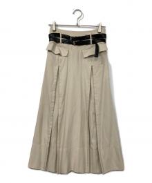 UNITED TOKYO（ユナイテッドトーキョー）の古着「Double Belted Inverted Pleats Skirt」｜ホワイト