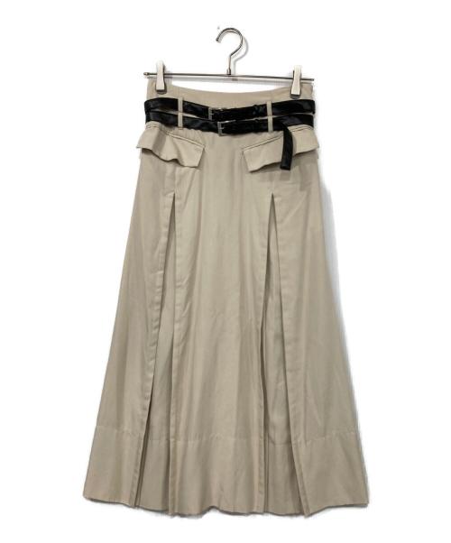 UNITED TOKYO（ユナイテッドトーキョー）UNITED TOKYO (ユナイテッドトーキョー) Double Belted Inverted Pleats Skirt ホワイト サイズ:1の古着・服飾アイテム