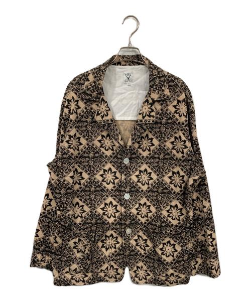 South2 West8（サウスツー ウエストエイト）South2 West8 (サウスツー ウエストエイト) 総柄3Bジャケット ベージュ×ブラック サイズ:Mの古着・服飾アイテム