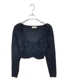 Sandro（サンドロ）の古着「ニットクロップドトップス」｜ブラック