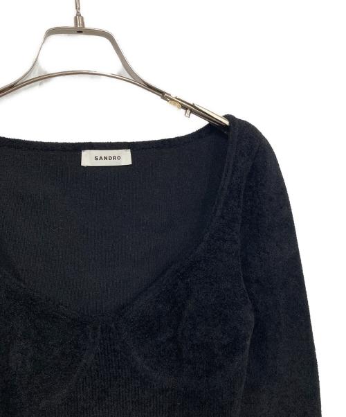Sandro（サンドロ）Sandro (サンドロ) ニットクロップドトップス ブラック サイズ:表記無しの古着・服飾アイテム