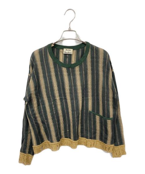 Acne studios（アクネ ストゥディオズ）Acne studios (アクネ ストゥディオズ) ストライプニット グリーン サイズ:表記無しの古着・服飾アイテム