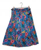 O'NEIL OF DUBLINオニールオブダブリン）の古着「フラワープリントキルトスカート」｜ブルー