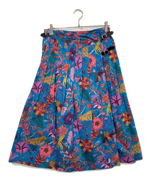 O'NEIL OF DUBLIN（オニールオブダブリン）O'NEIL OF DUBLIN (オニールオブダブリン) フラワープリントキルトスカート ブルー サイズ:Sの古着・服飾アイテム