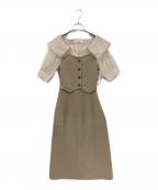 Snidelスナイデル）の古着「ニットドッキングフレアワンピ」｜ベージュ