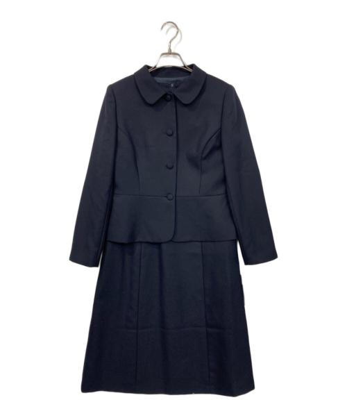 ESCOMUL（エスコミュール）ESCOMUL (エスコミュール) 4釦ラウンドカラーウール混紡濃紺アンサンブル ネイビー サイズ:13ARの古着・服飾アイテム