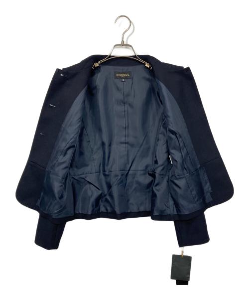 ESCOMUL（エスコミュール）ESCOMUL (エスコミュール) 4釦ラウンドカラーウール混紡濃紺アンサンブル ネイビー サイズ:13ARの古着・服飾アイテム