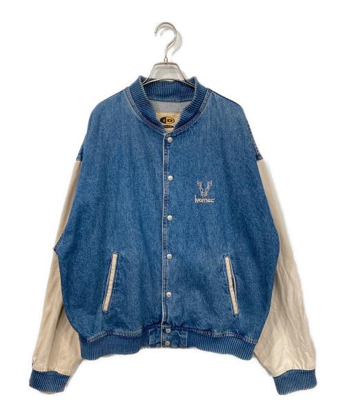 ID WEAR（アイディー ウェア）iD WEAR (アイディー ウェア) デニムスタジャン インディゴ×ベージュ サイズ:Lの古着・服飾アイテム