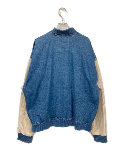 ID WEAR（アイディー ウェア）iD WEAR (アイディー ウェア) デニムスタジャン インディゴ×ベージュ サイズ:Lの古着・服飾アイテム