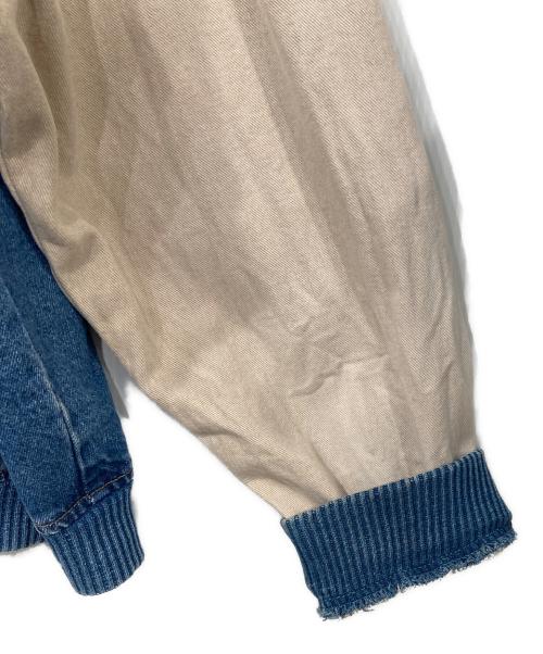 ID WEAR（アイディー ウェア）iD WEAR (アイディー ウェア) デニムスタジャン インディゴ×ベージュ サイズ:Lの古着・服飾アイテム