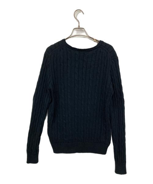 POLO RALPH LAUREN（ポロ・ラルフローレン）POLO RALPH LAUREN (ポロ・ラルフローレン) Vネックケーブルニット ブラック サイズ:Lの古着・服飾アイテム