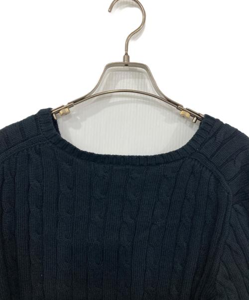 POLO RALPH LAUREN（ポロ・ラルフローレン）POLO RALPH LAUREN (ポロ・ラルフローレン) Vネックケーブルニット ブラック サイズ:Lの古着・服飾アイテム