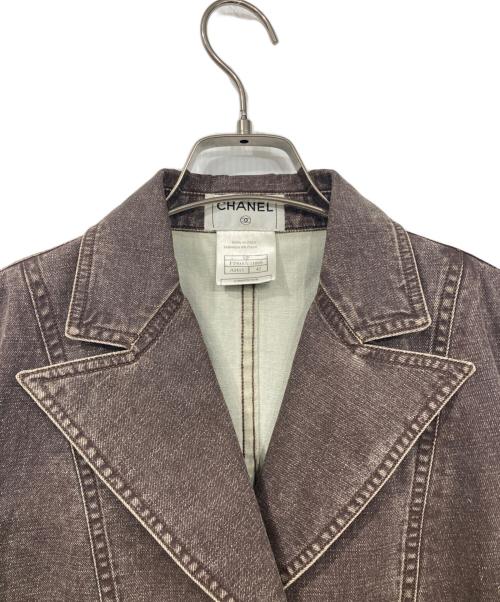 CHANEL（シャネル）CHANEL (シャネル) ココマークボタンデニム3Bジャケット ブラウン サイズ:42の古着・服飾アイテム