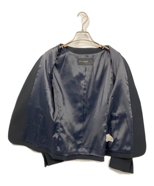 NOLLEY'S（ノーリーズ）NOLLEY'S (ノーリーズ) ダブルクロスノーカラージャケット ネイビー サイズ:38の古着・服飾アイテム