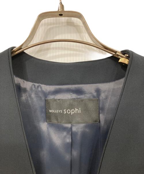 NOLLEY'S（ノーリーズ）NOLLEY'S (ノーリーズ) ダブルクロスノーカラージャケット ネイビー サイズ:38の古着・服飾アイテム