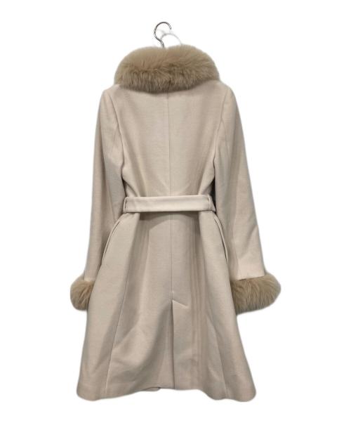 JUSGLITTY（ジャスグリッティー）JUSGLITTY (ジャスグリッティー) ファー付き ミドル丈 ノーカラーコート ベージュ サイズ:1の古着・服飾アイテム