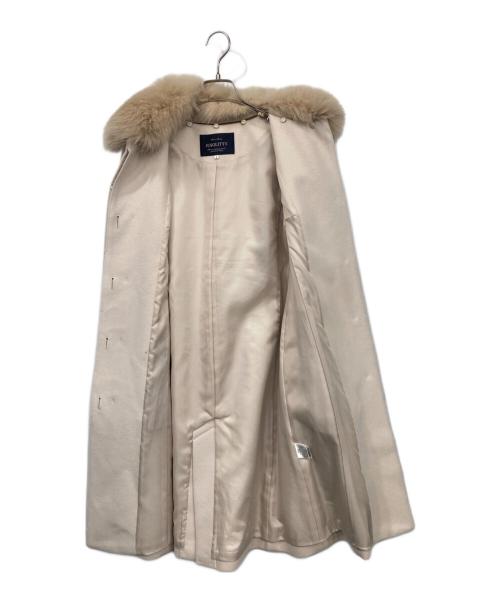 JUSGLITTY（ジャスグリッティー）JUSGLITTY (ジャスグリッティー) ファー付き ミドル丈 ノーカラーコート ベージュ サイズ:1の古着・服飾アイテム