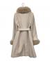JUSGLITTY (ジャスグリッティー) ファー付き ミドル丈 ノーカラーコート ベージュ サイズ:1：7000円