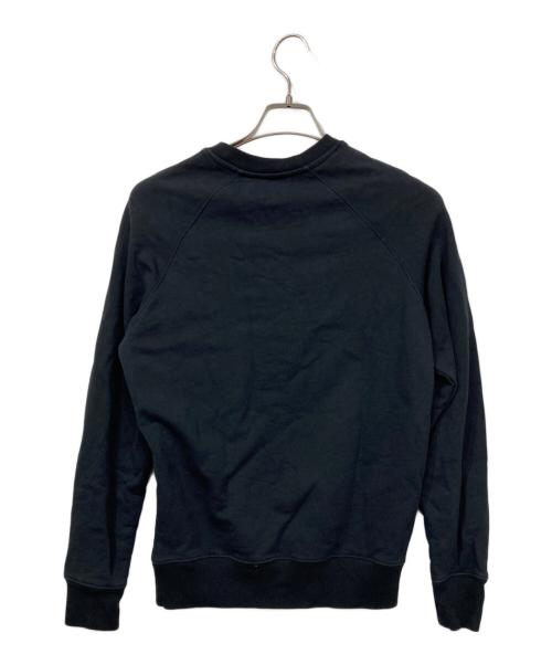 maison kitsune（メゾンキツネ）MAISON KITSUNE (メゾンキツネ) フォックスワッペンラグランスウェット ブラック サイズ:xxsの古着・服飾アイテム
