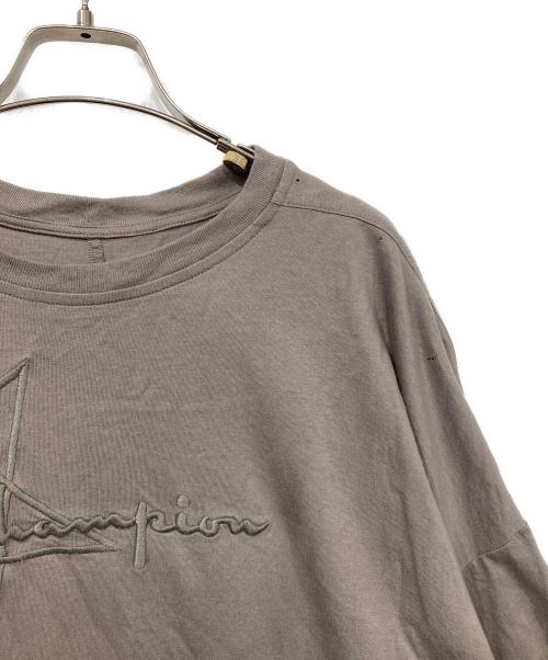 RICK OWENS（リックオウエンス）RICK OWENS (リックオウエンス) Champion (チャンピオン) ロゴエンブロイダリーTシャツ グレー サイズ:M（JPN L）の古着・服飾アイテム
