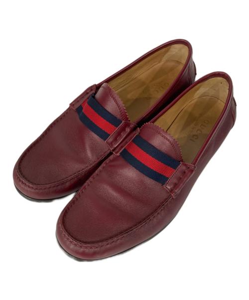 GUCCI（グッチ）GUCCI (グッチ) シェリーラインローファー ワインレッド サイズ: 8 1/2の古着・服飾アイテム
