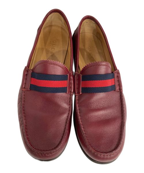 GUCCI（グッチ）GUCCI (グッチ) シェリーラインローファー ワインレッド サイズ: 8 1/2の古着・服飾アイテム