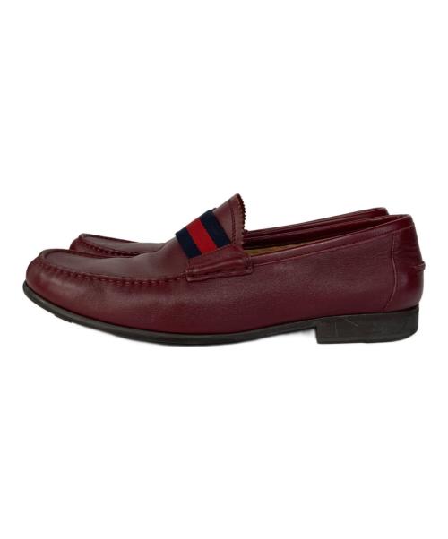 GUCCI（グッチ）GUCCI (グッチ) シェリーラインローファー ワインレッド サイズ: 8 1/2の古着・服飾アイテム
