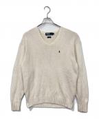 POLO RALPH LAURENポロ・ラルフローレン）の古着「コットンVネックニット」｜ホワイト