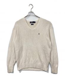 POLO RALPH LAUREN（ポロ・ラルフローレン）の古着「コットンVネックニット」｜ホワイト