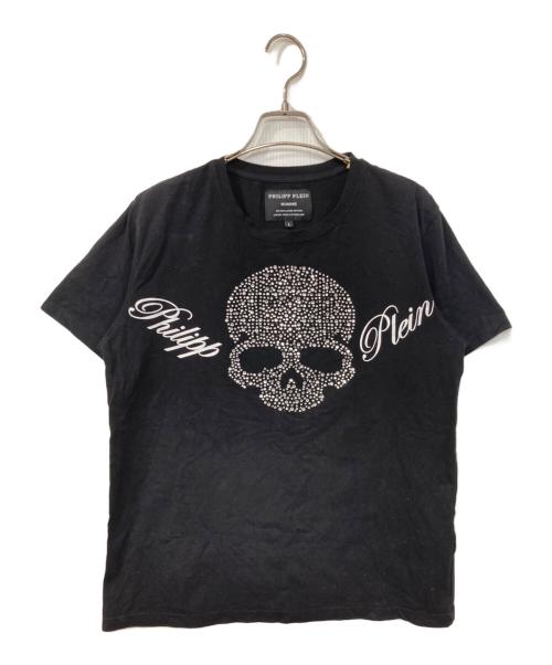 philipp plein（フィリッププレイン）PHILIPP PLEIN (フィリッププレイン) スカルラインストーンTシャツ ブラック サイズ:Lの古着・服飾アイテム