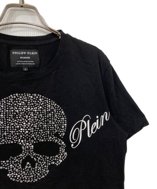 philipp plein（フィリッププレイン）PHILIPP PLEIN (フィリッププレイン) スカルラインストーンTシャツ ブラック サイズ:Lの古着・服飾アイテム