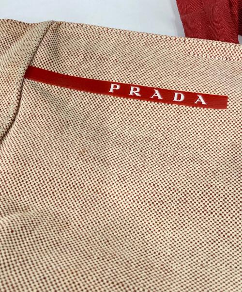 PRADA SPORTS（プラダスポーツ）PRADA SPORTS (プラダスポーツ) キャンバストートバッグ ベージュ×レッドの古着・服飾アイテム