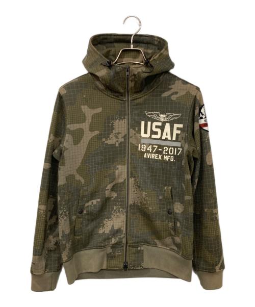 AVIREX（アヴィレックス）AVIREX (アヴィレックス) カモフラジップパーカー カーキ サイズ:Mの古着・服飾アイテム