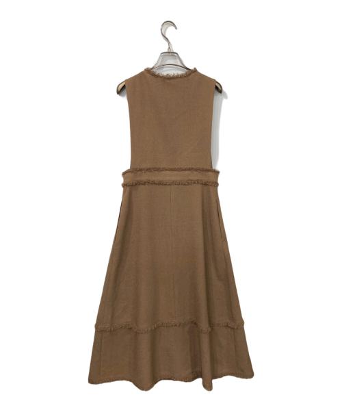allureville（アルアバイル）allureville (アルアバイル) ノンウールツイードフリンジフレアワンピース ブラウン サイズ:2の古着・服飾アイテム