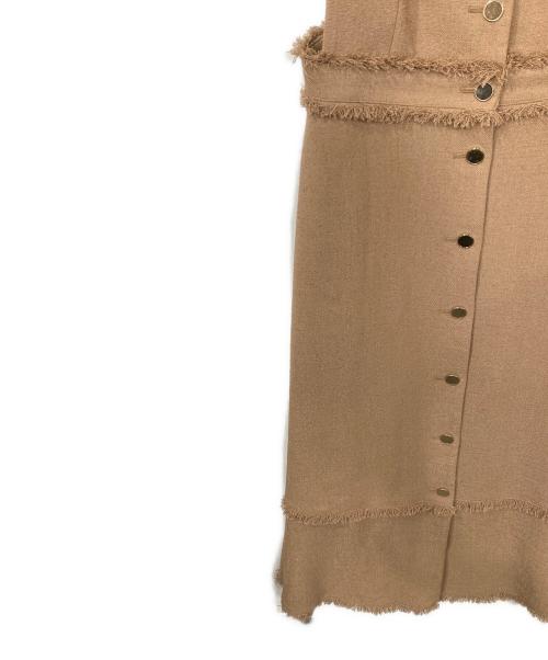 allureville（アルアバイル）allureville (アルアバイル) ノンウールツイードフリンジフレアワンピース ブラウン サイズ:2の古着・服飾アイテム