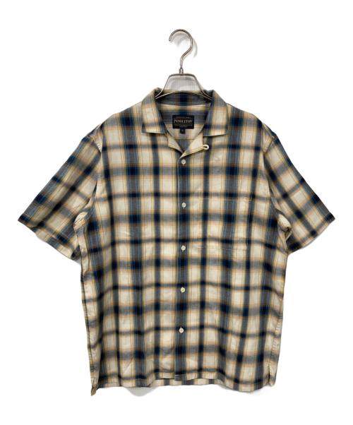 PENDLETON（ペンドルトン）PENDLETON (ペンドルトン) コットンリネンオンブレ開襟シャツ ベージュ×ブルー サイズ:Mの古着・服飾アイテム
