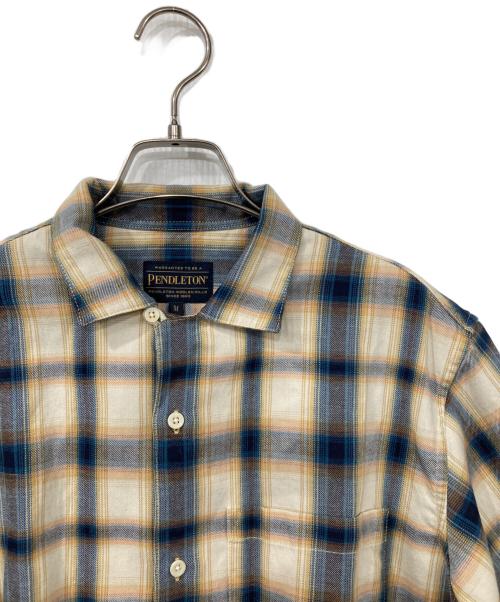 PENDLETON（ペンドルトン）PENDLETON (ペンドルトン) コットンリネンオンブレ開襟シャツ ベージュ×ブルー サイズ:Mの古着・服飾アイテム