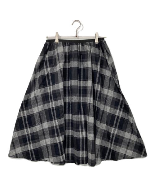 Y's（ワイズ）Y's (ワイズ) ひざ丈チェックスカート グレー サイズ:2の古着・服飾アイテム