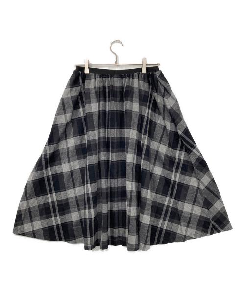 Y's（ワイズ）Y's (ワイズ) ひざ丈チェックスカート グレー サイズ:2の古着・服飾アイテム