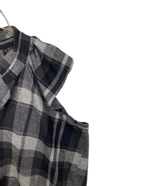 Y's（ワイズ）Y's (ワイズ) フリルチェックシャツ グレー サイズ:2 未使用品の古着・服飾アイテム