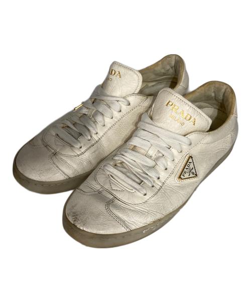 PRADA（プラダ）PRADA (プラダ) LANE LEATHER SNEAKER アイボリー サイズ:37の古着・服飾アイテム