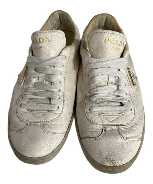 PRADA（プラダ）PRADA (プラダ) LANE LEATHER SNEAKER アイボリー サイズ:37の古着・服飾アイテム