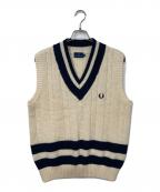 FRED PERRYフレッドペリー）の古着「ニットベスト」｜ベージュ×ネイビー