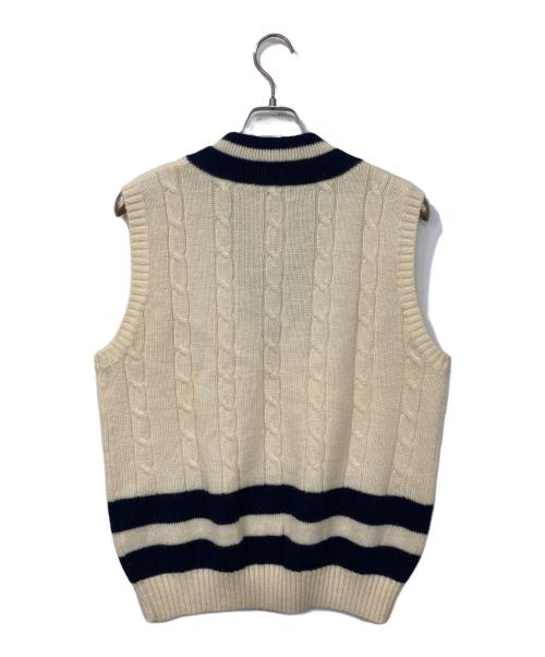 FRED PERRY（フレッドペリー）FRED PERRY (フレッドペリー) ニットベスト ベージュ×ネイビー サイズ:Mの古着・服飾アイテム