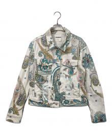 Desigual（デシグアル）の古着「総柄デニムジャケット」｜ホワイト