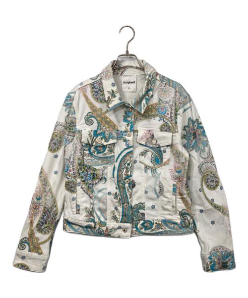 Desigual（デシグアル）Desigual (デシグアル) 総柄デニムジャケット ホワイト サイズ:38の古着・服飾アイテム