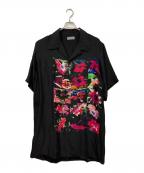 Yohji Yamamoto pour hommeヨウジヤマモト プールオム）の古着「オープンカラーシルクロングシャツ」｜ブラック