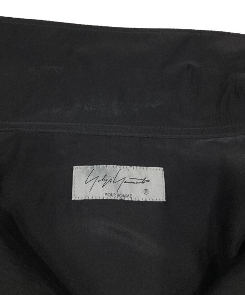 Yohji Yamamoto pour homme（ヨウジヤマモト プールオム）Yohji Yamamoto pour homme (ヨウジヤマモト プールオム) オープンカラーシルクロングシャツ ブラック サイズ:2の古着・服飾アイテム