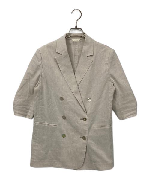K.T KIYOKO TAKASE（ケーティー キヨコタカセ）K.T KIYOKO TAKASE (ケーティー キヨコタカセ) リネントリアセテートストレッチ ダブルブレストジャケット アイボリー サイズ:9の古着・服飾アイテム