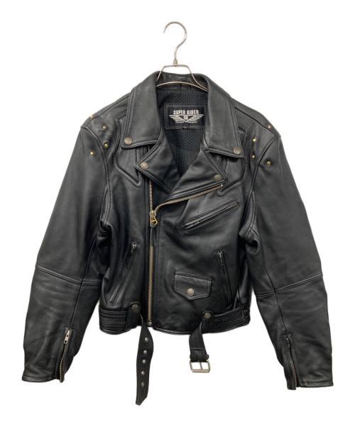 Super Rider（スーパーライダー）Super Rider (スーパーライダー) ダブルライダースジャケット ブラック サイズ:ＬＬの古着・服飾アイテム